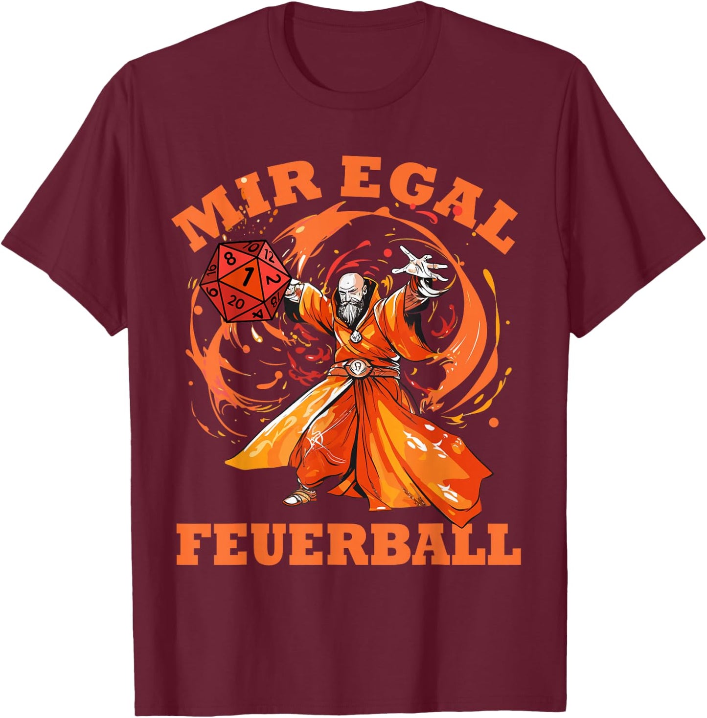 Rollenspiel Designs Lustig Hoch 5 - Magier wirft Feuerball - Mir Egal Feuerball Zauberer (Schwarz, S, Halbarm, -Jugendliche) T-Shirt - T-Shirt | Maroon