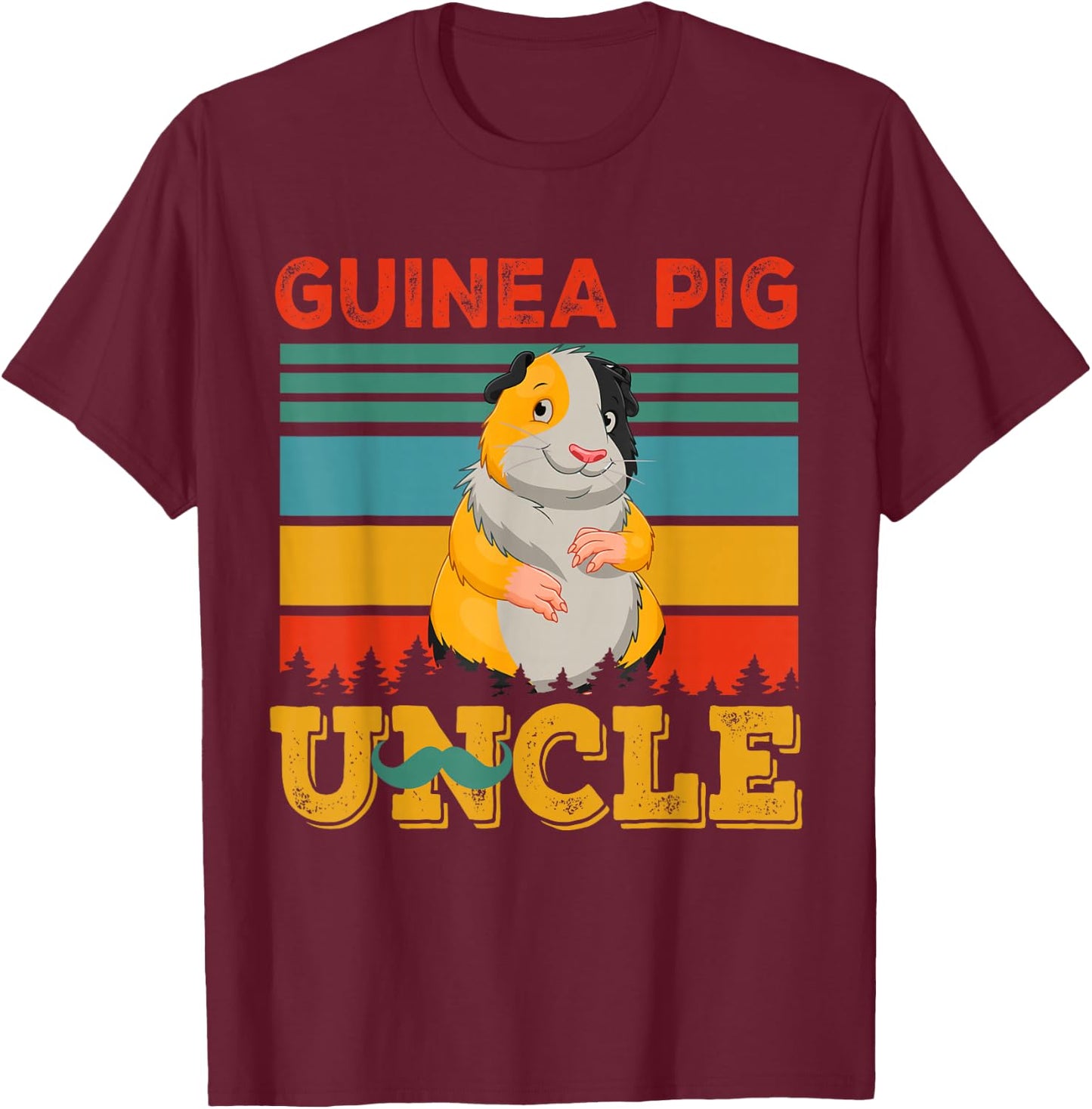 Vintage Retro Guinea Pig Uncle Matching Rodent Lover Family T-Shirt - T-Shirt | Maroon