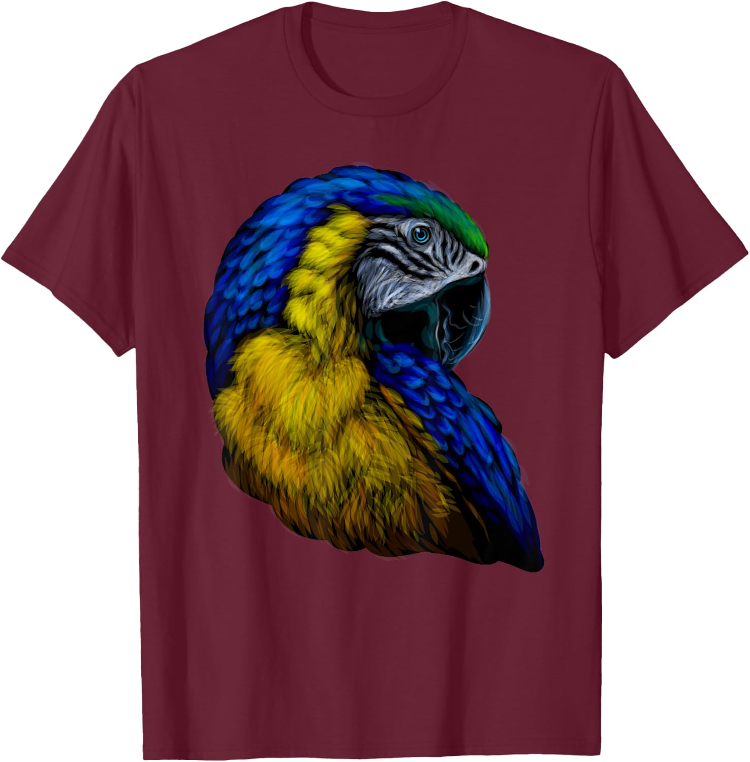 colorful scarlet Macaw parrot bird Hand drew for lovers Art T-Shirt - T-Shirt | Maroon