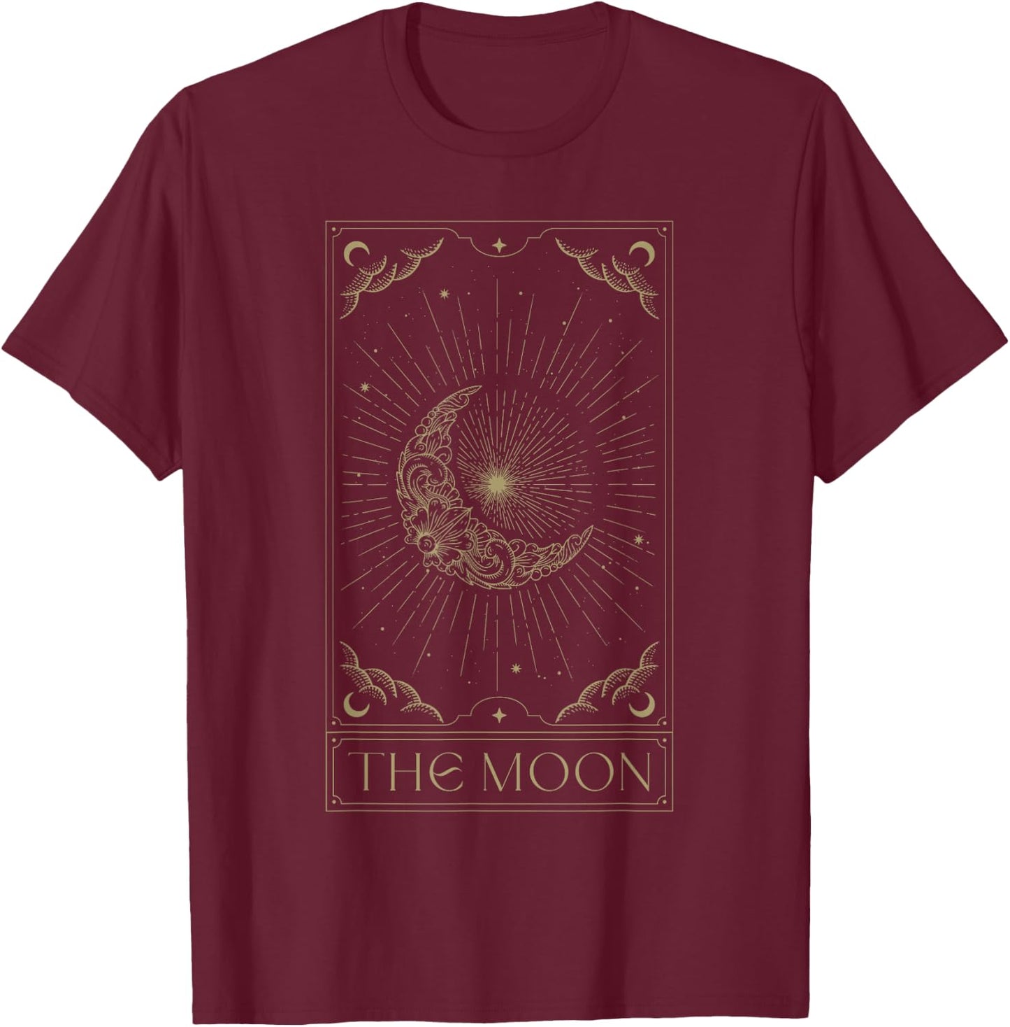 The Moon Tarot Card Half Moon Gothic Witchcraft Witchy T-Shirt - T-Shirt | Maroon