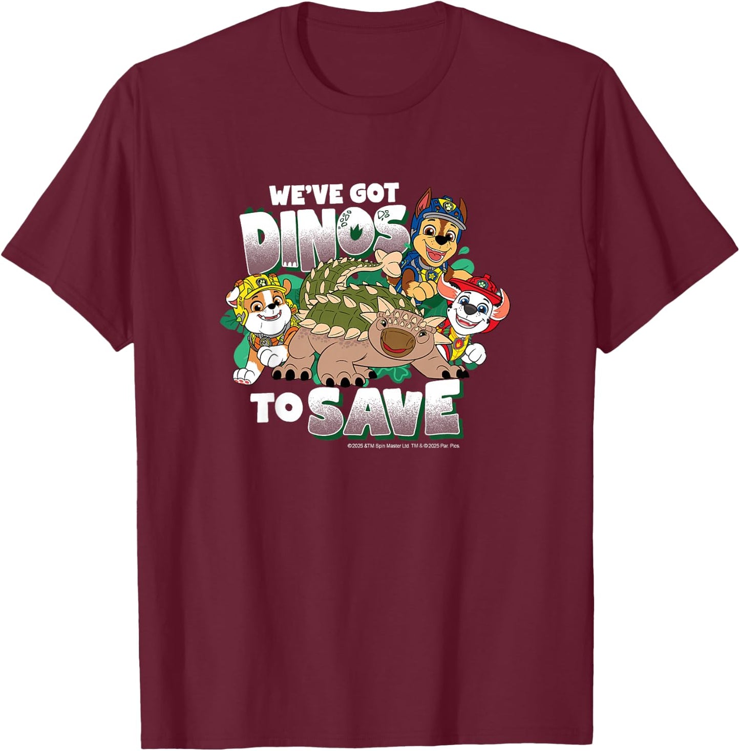 Paw Patrol: The Dino Movie - We've Got Dinos to Save T-Shirt - T-Shirt | Maroon