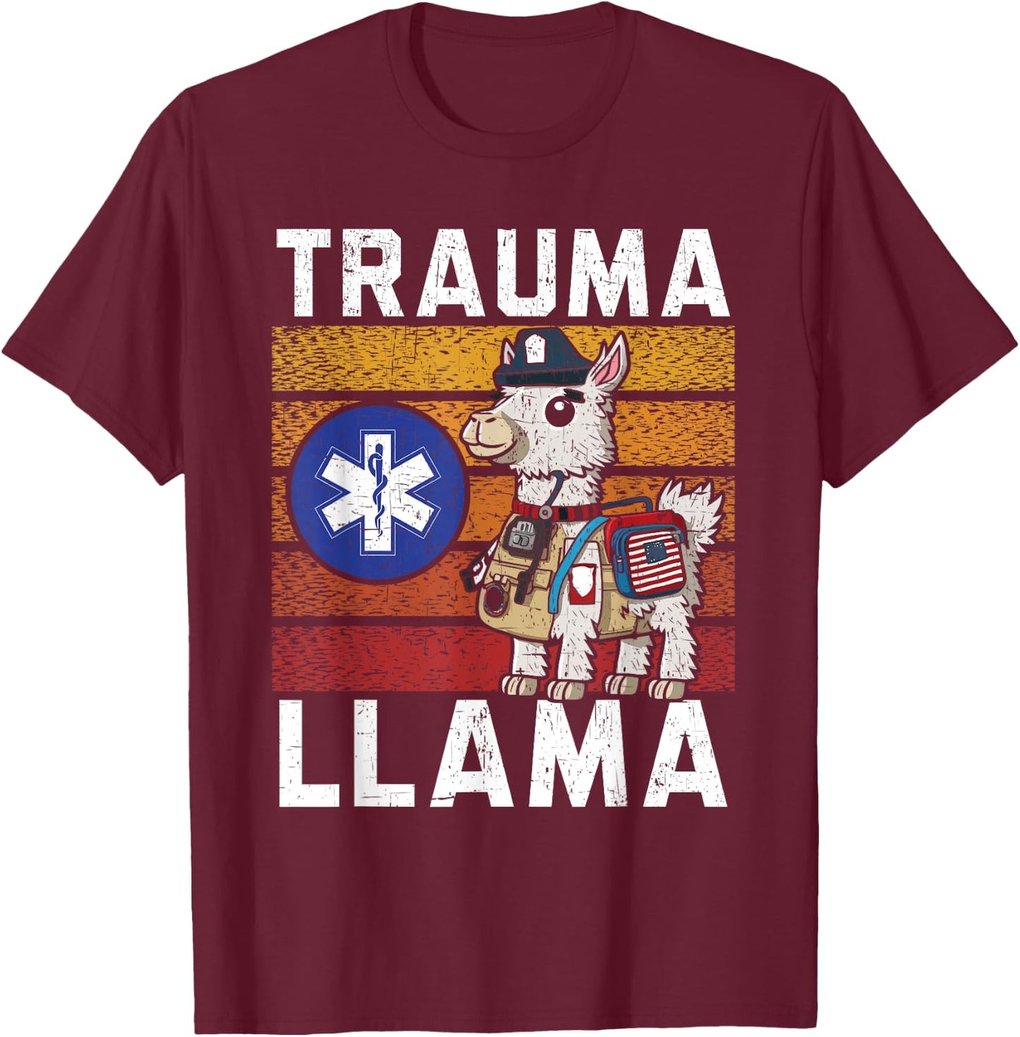 Trauma Llama Lover Healthcare EMT Paramedic T-Shirt - T-Shirt | Maroon