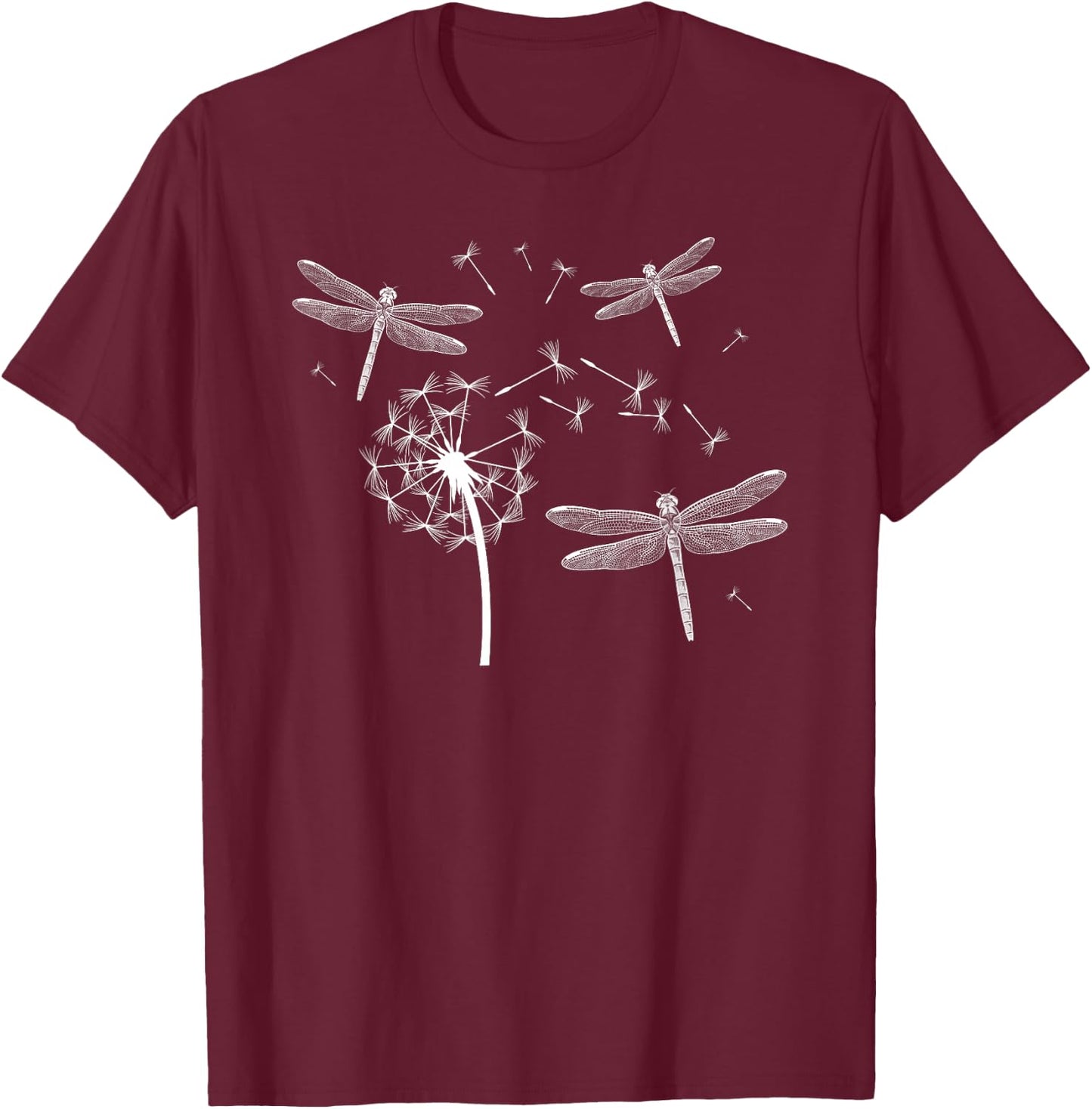 Dragonfly Dandelion Dragonfly Lover Dragonflies T-Shirt - T-Shirt | Maroon