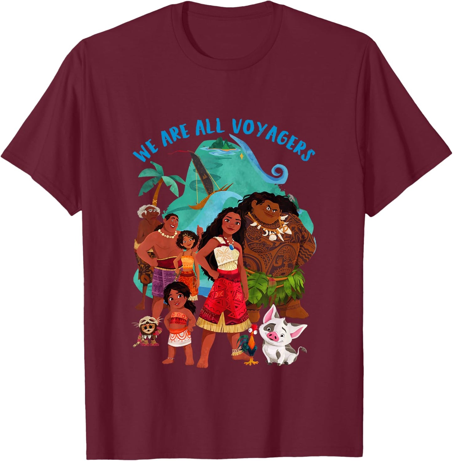 Kids Moana 2 We Are All Voyagers , white, 2 T-Shirt - T-Shirt | Maroon