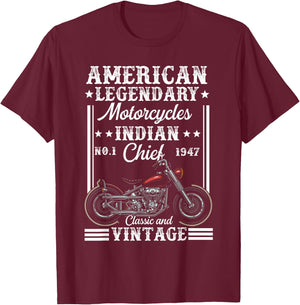 Vintage Patriotic Motorcycle Indian Bike T-Shirt - T-Shirt | Maroon