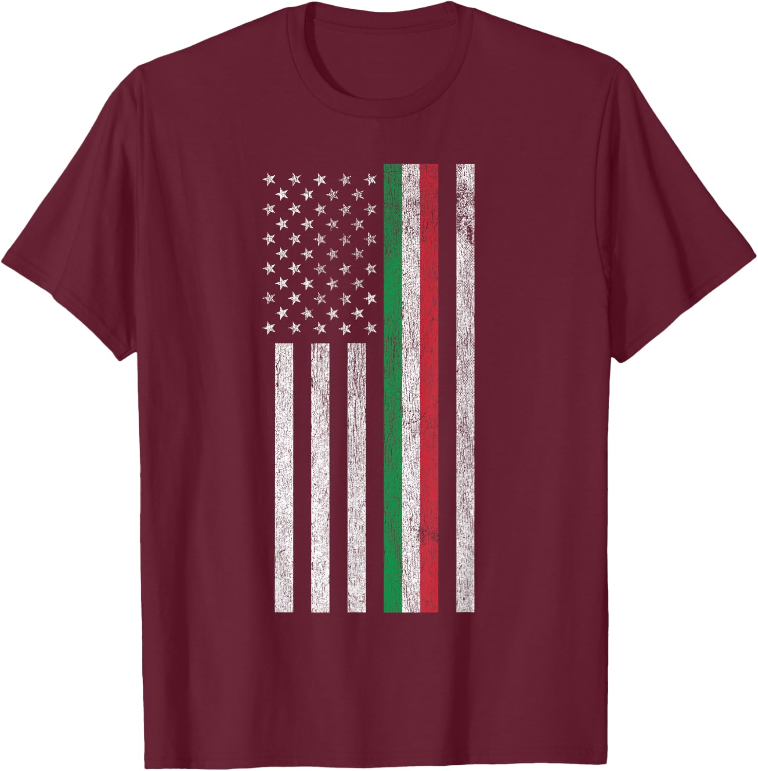 Italian American Pride - American Flag Tricolore T-Shirt - T-Shirt | Maroon