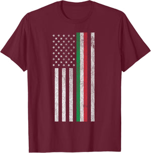 Italian American Pride - American Flag Tricolore T-Shirt - T-Shirt | Maroon