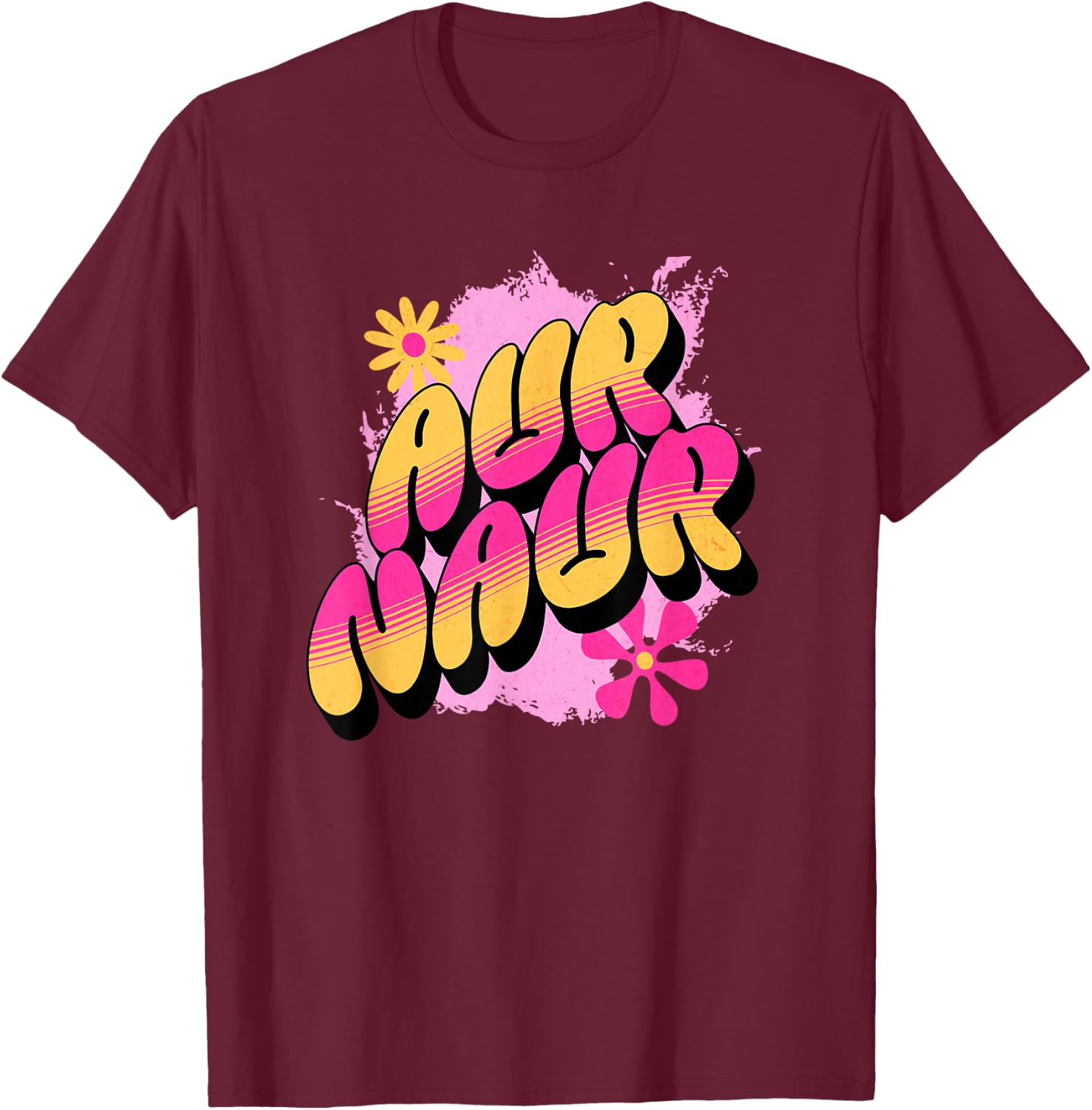 Viral Meme Official Men's Aur Naur Australian Accent Meme Cute Retro Aussie Oh No Black Short Sleeve Mock Collar Classic Fit T-Shirt - T-Shirt | Maroon