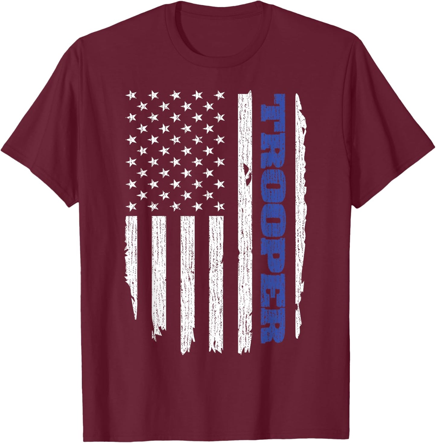 State Trooper Police Thin Blue Line USA Flag T-Shirt - T-Shirt | Maroon