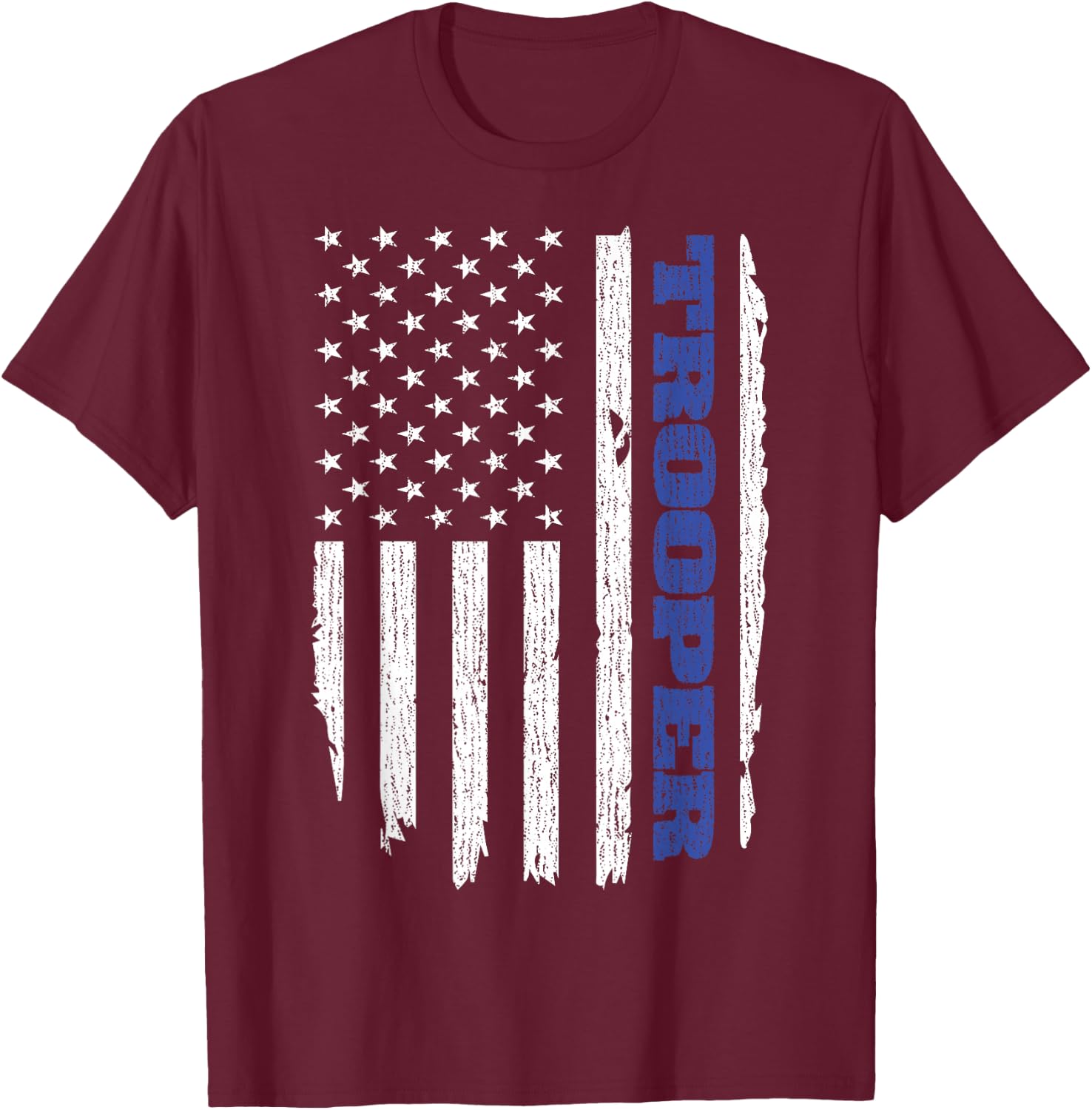 State Trooper Police Thin Blue Line USA Flag T-Shirt - T-Shirt | Maroon