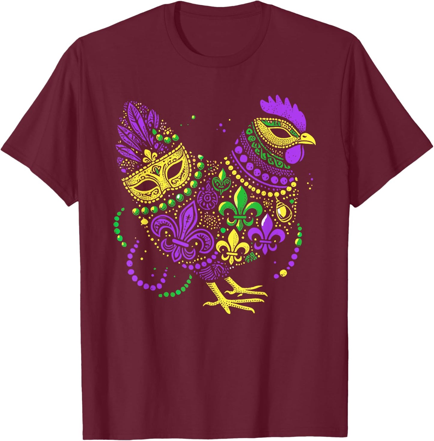 Funny Chicken Mardi Gras Festival Carnival Kids T-Shirt - T-Shirt | Maroon