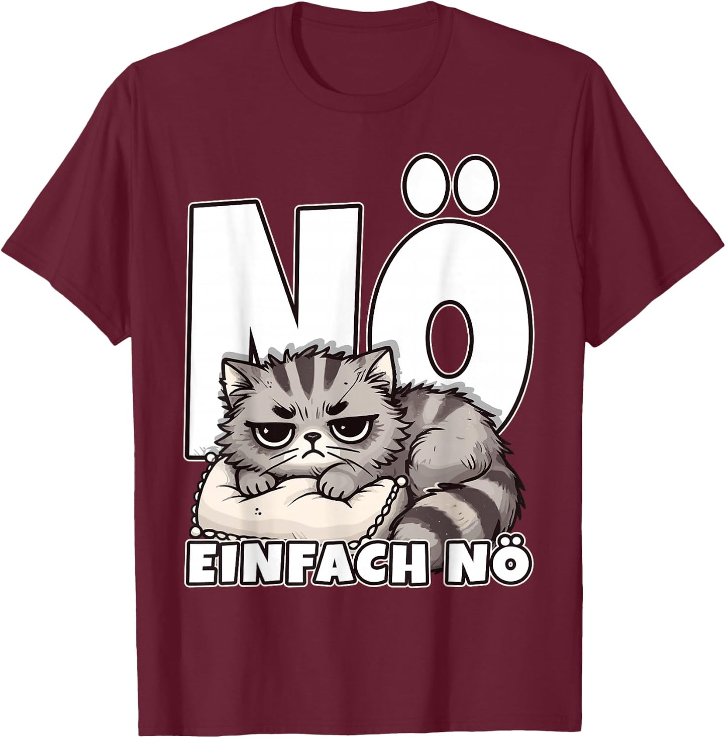 Nö einfach nö, Cat Statement, Children's Girl, Boy, Funny , black T-Shirt - T-Shirt | Maroon