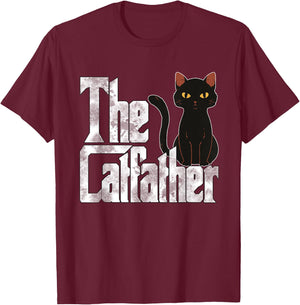 The Catfather Cat Father Mafia Whiskers Male Daddy T-Shirt - T-Shirt | Maroon