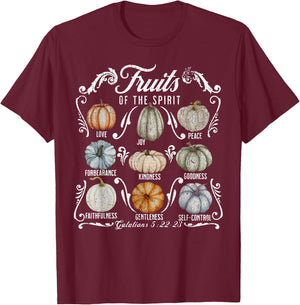 The Fruit Of The Spirit Pumpkin Autumn Fall Jesus Christian T-Shirt - T-Shirt | Maroon