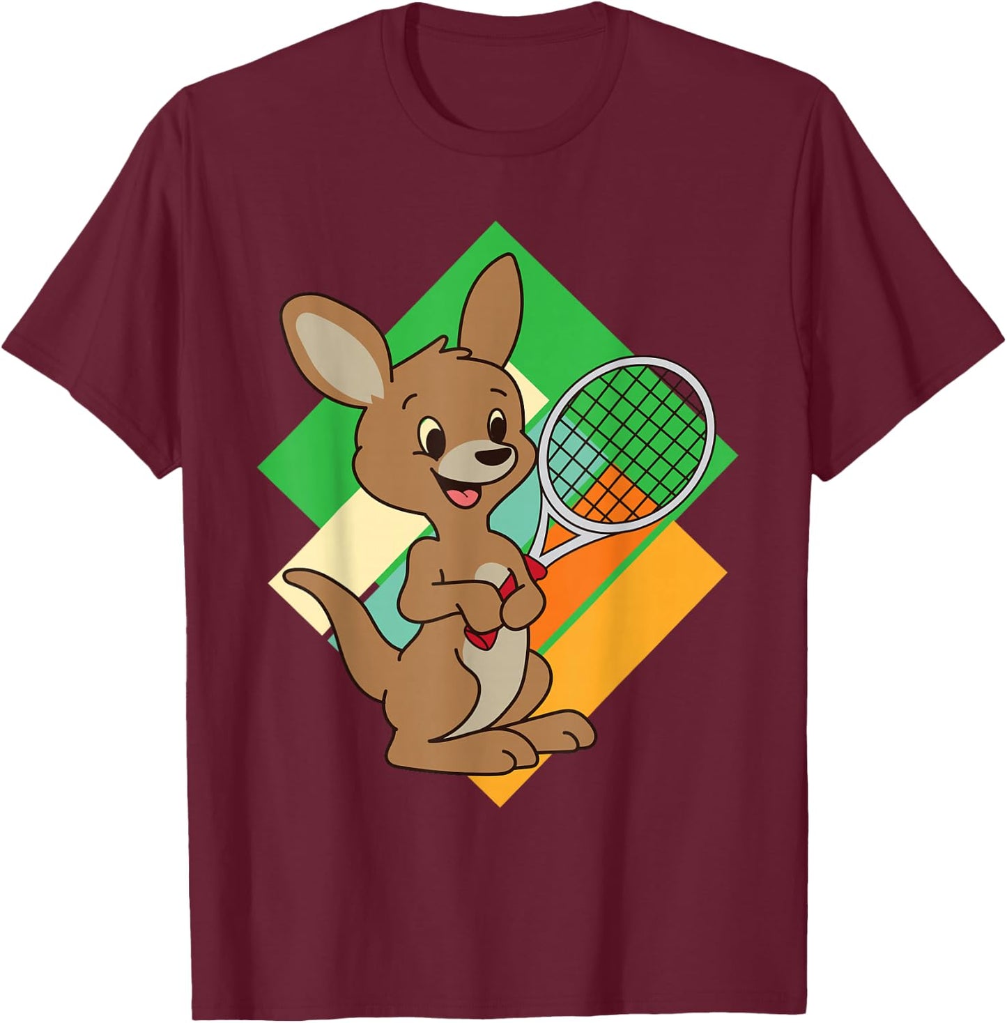 Kangaroo Tennis Player Sports Design Tennis Racket T-Shirt - T-Shirt | Maroon