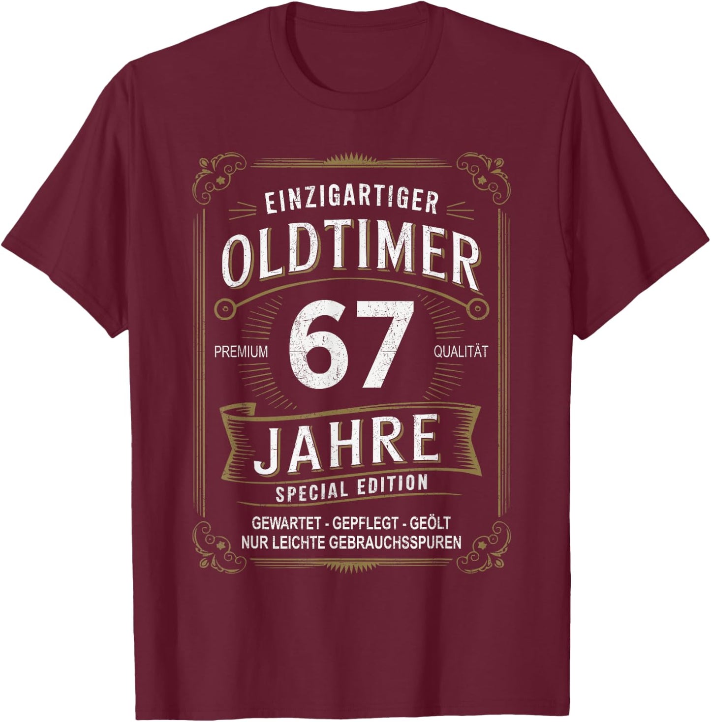 67th Birthday 67 Years Unique Classic Car 67 , black T-Shirt - T-Shirt | Maroon