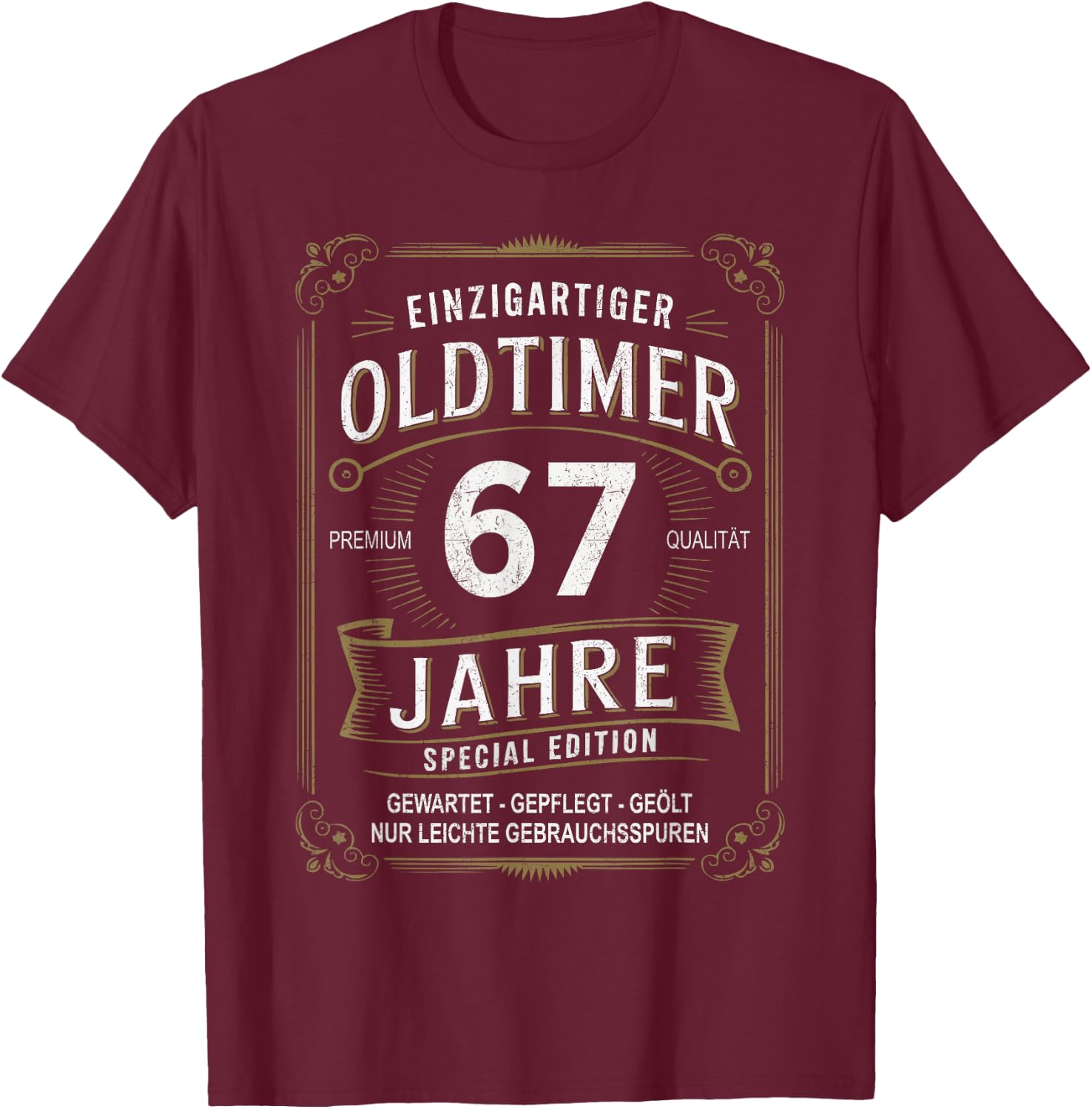 67th Birthday 67 Years Unique Classic Car 67 , black T-Shirt - T-Shirt | Maroon