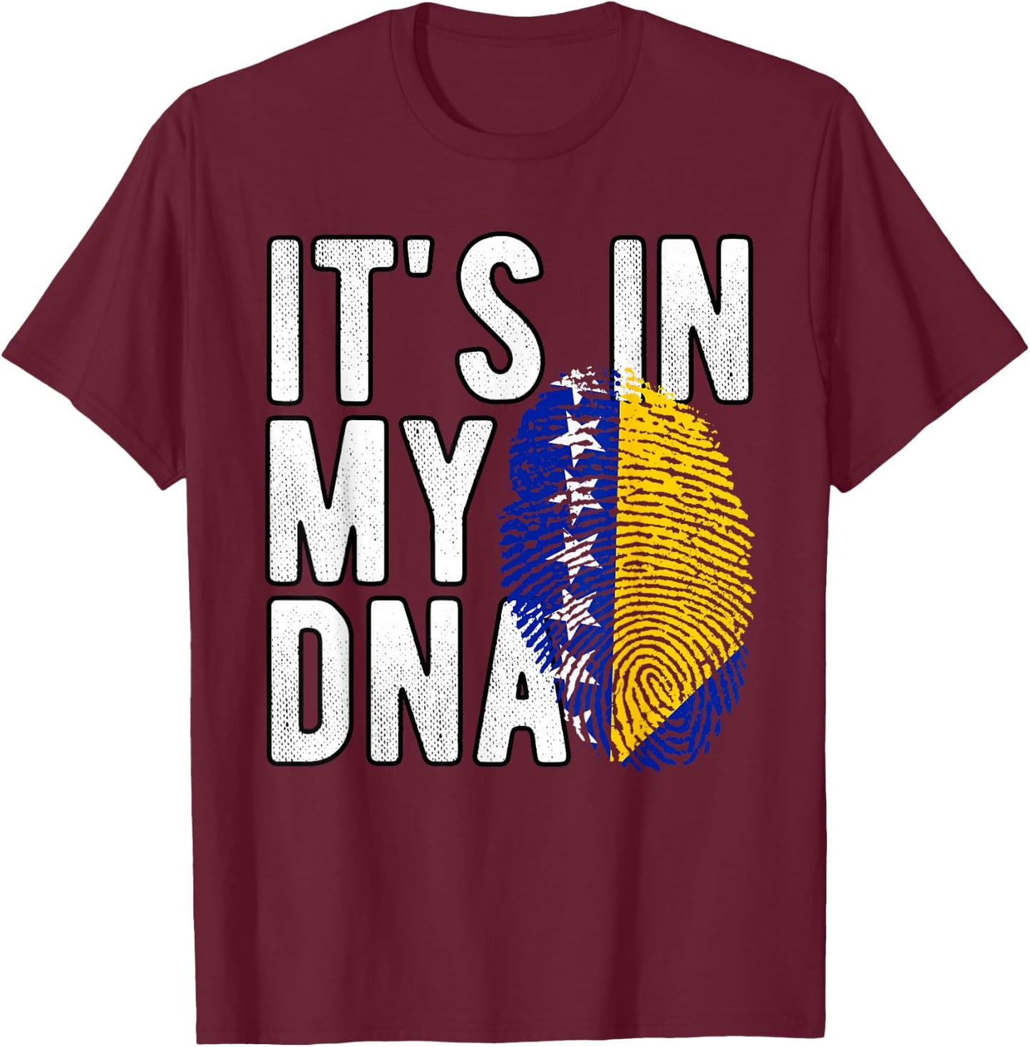 Funny It's in My DNA Bosnien und Herzegowina Flagge Fingerabdruck T-Shirt - T-Shirt | Maroon