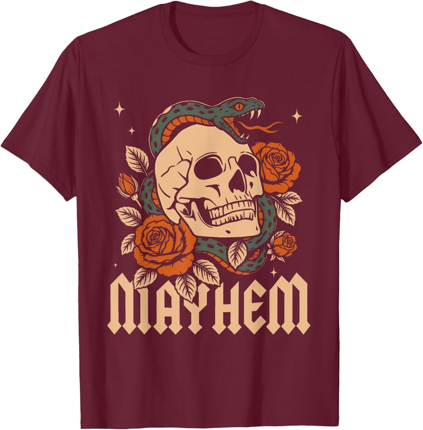Father of Mayhem Funny Father's Day Dad Kids Matching Family T-Shirt - T-Shirt | Maroon