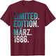 40. Geburtstag Mann 40 Jahre Limited Edition März 1986 T-Shirt - T-Shirt | Maroon