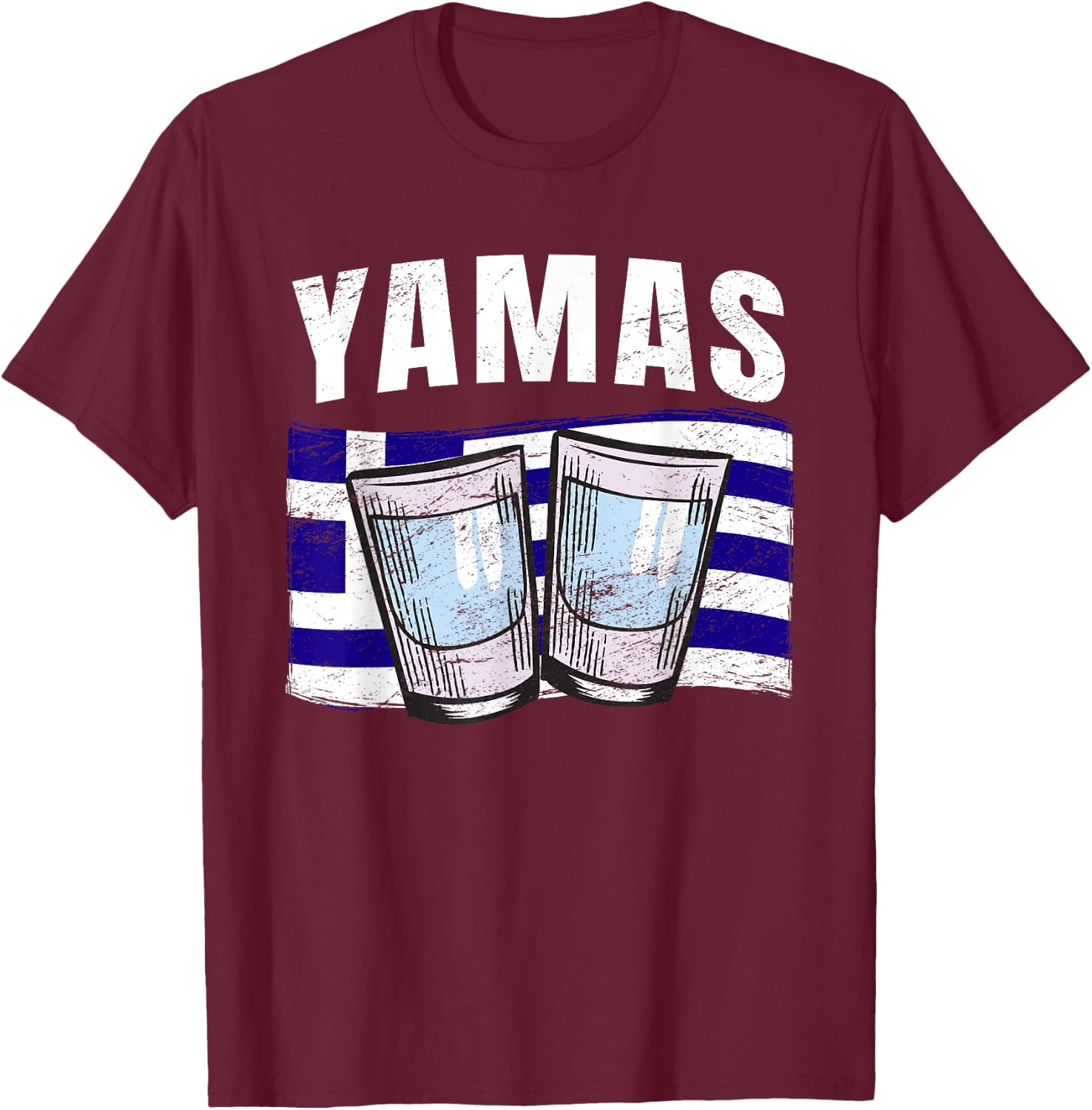 Yamas Cheers Grèce Toast Ouzo humoristique en langue grecque T-Shirt - T-Shirt | Maroon