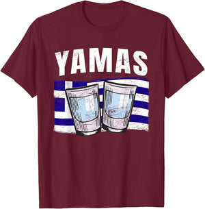 Yamas Cheers Grèce Toast Ouzo humoristique en langue grecque T-Shirt - T-Shirt | Maroon