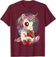Strawberry Unicorn Cute Fruit Animal Lovers Colourful T-Shirt - T-Shirt | Maroon