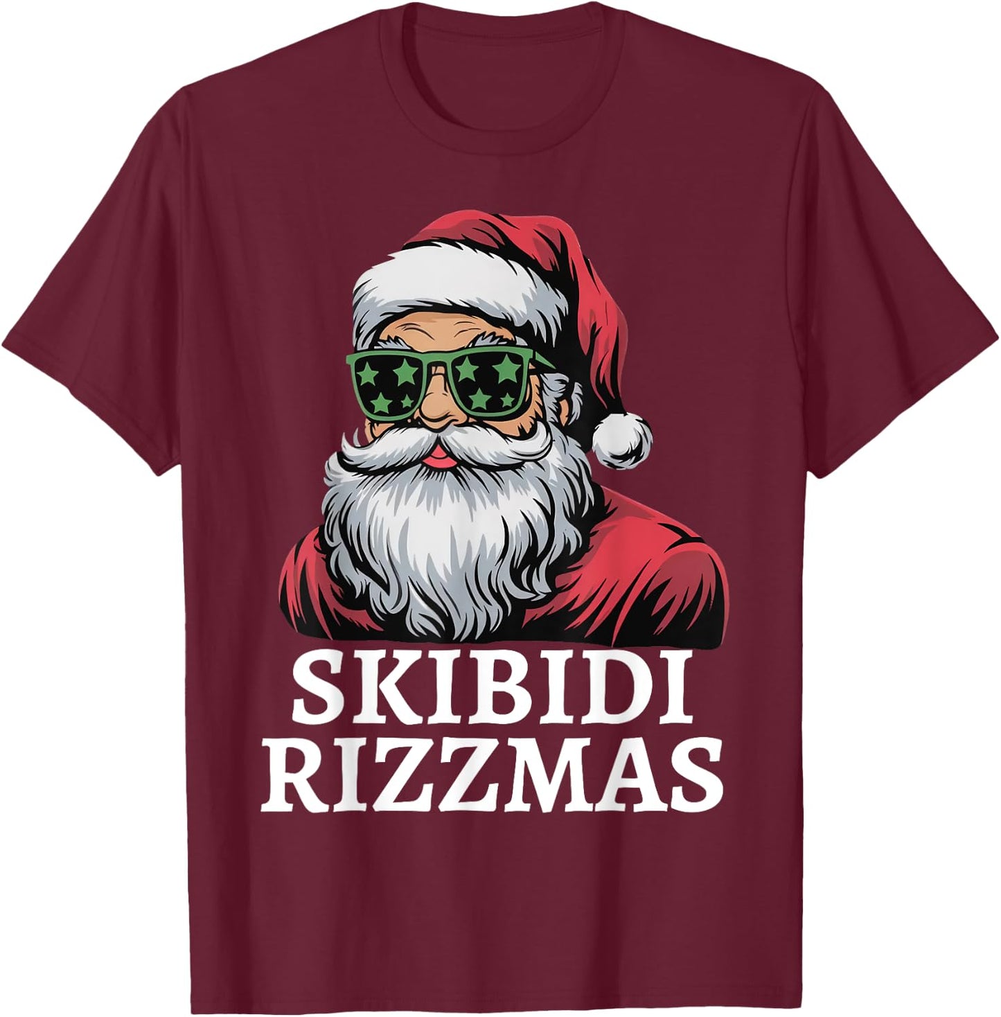 Skibidi Rizzmas Christmas Rizz Santa Charisma Teens Kids T-Shirt - T-Shirt | Maroon