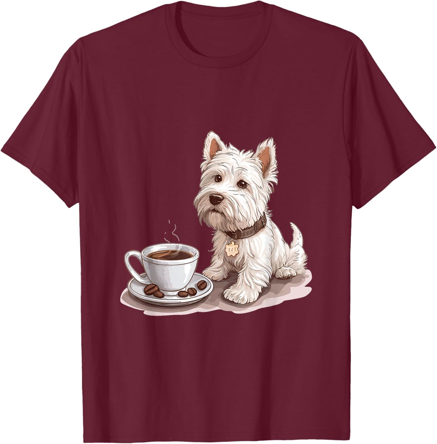 West Highland White Terrier Coffee Dog Breed Westie T-Shirt - T-Shirt | Maroon