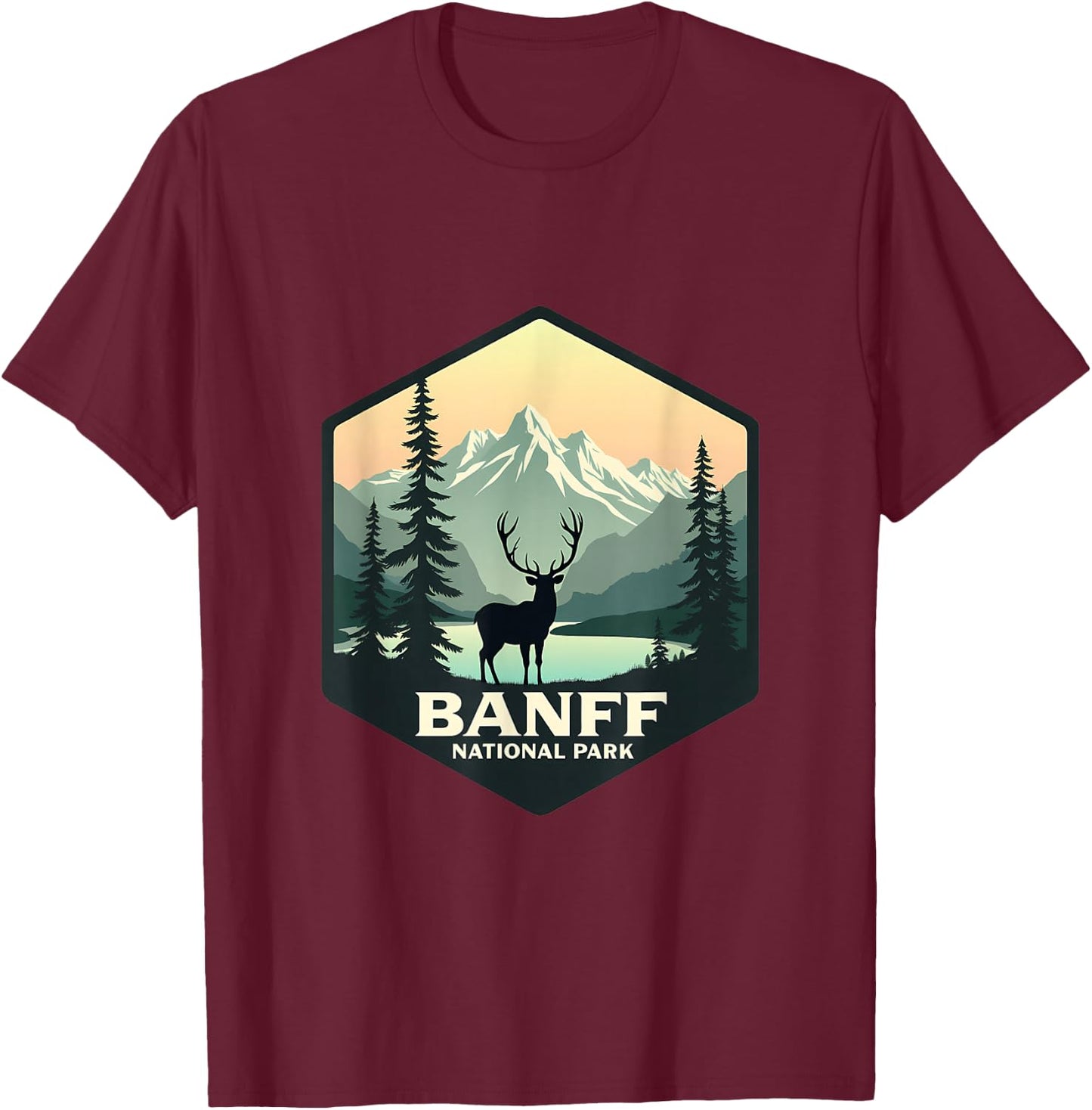 Banff National Park Adventure Scenic Wilderness T-Shirt - T-Shirt | Maroon