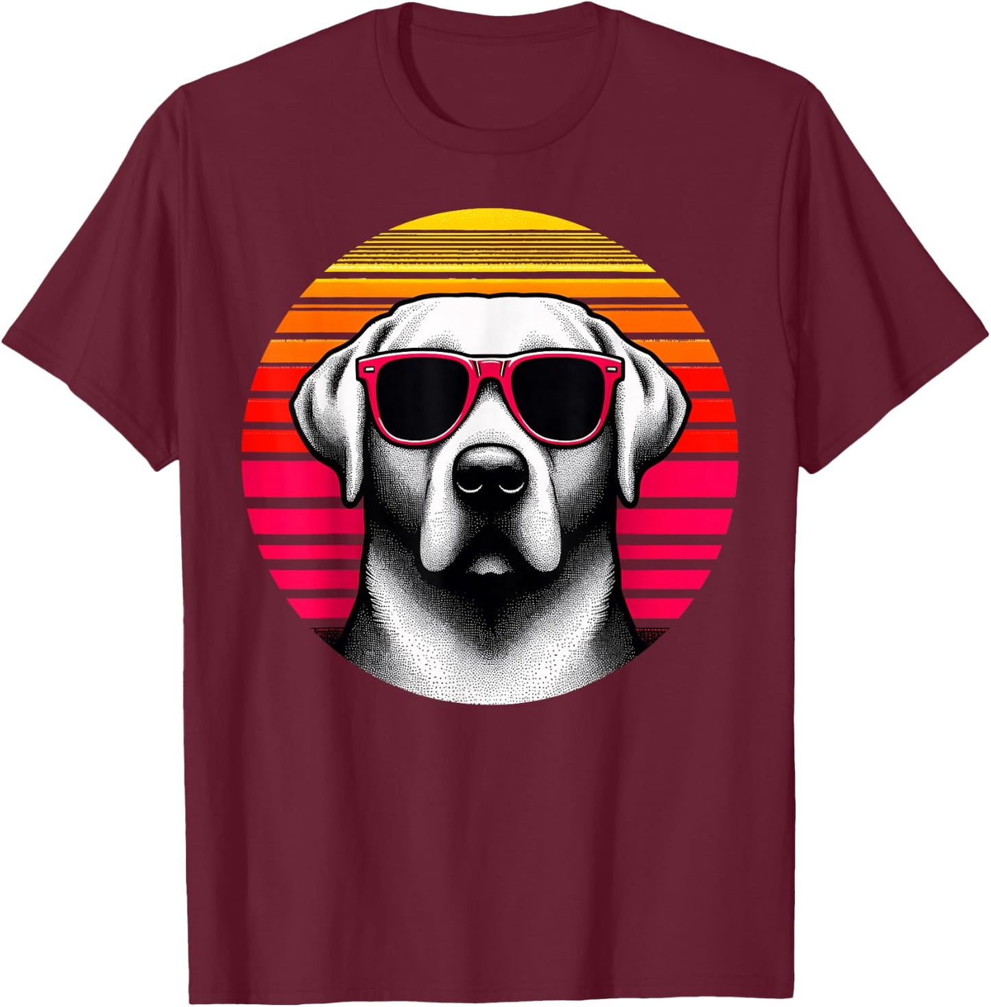 Cool Labrador Retriever 70s Vintage Dog Sunglasses, Black, S T-Shirt - T-Shirt | Maroon