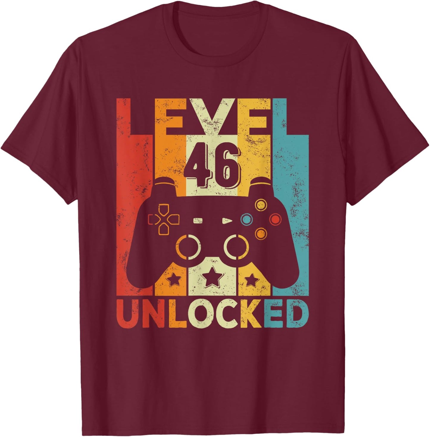 46e Anniversaire Homme Femme 46 Ans Contrôleur De Jeu Gamer T-Shirt - T-Shirt | Maroon