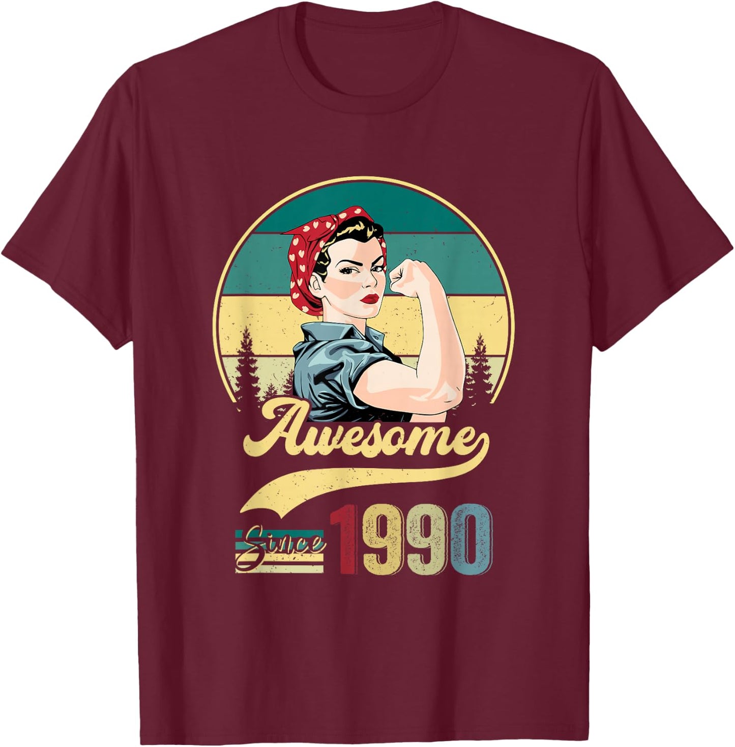 Awesome Since 1990 Girl 35th Birthday Gift Women 35 Year Old T-Shirt - T-Shirt | Maroon