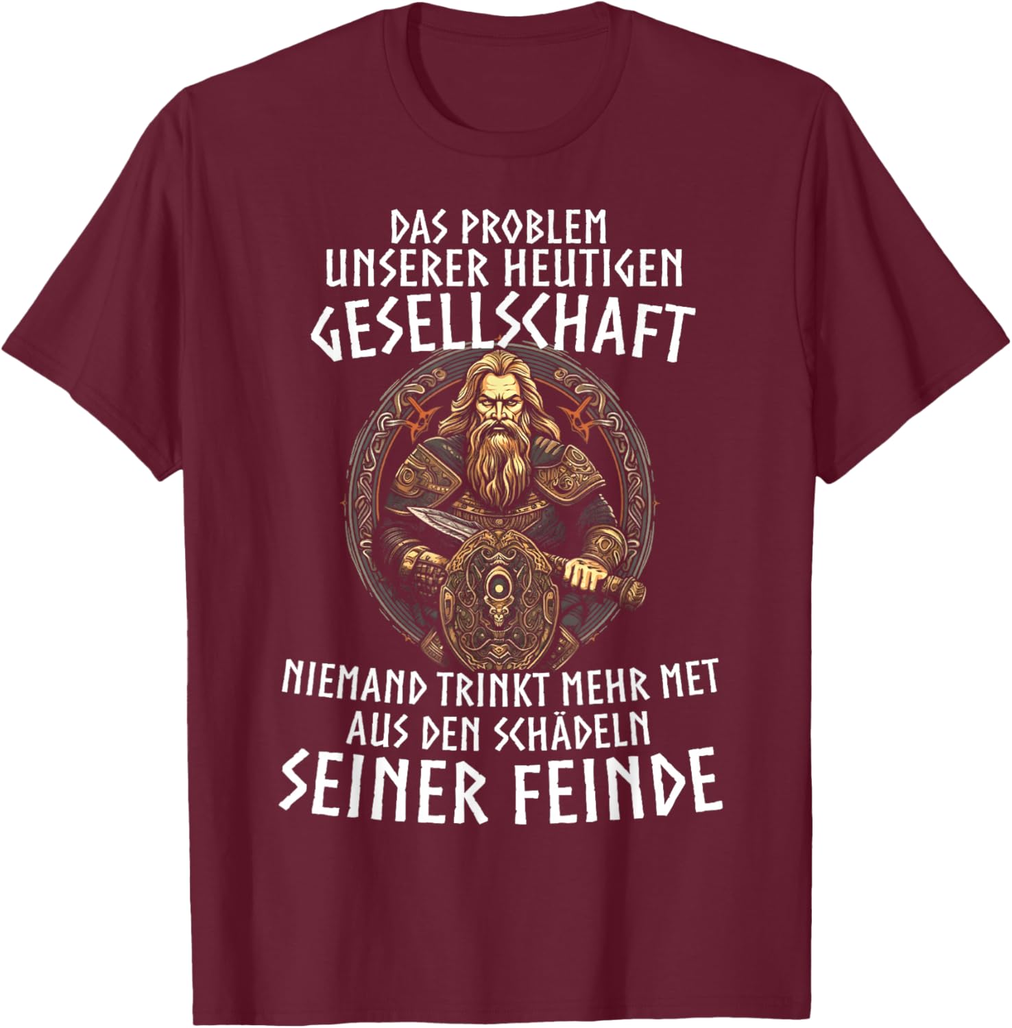 Wikinger Viking Wolf Nordische Mythologie Runen Normanne T-Shirt - T-Shirt | Maroon
