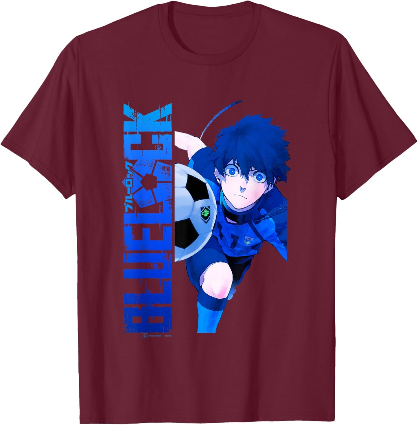 Blue Lock Blue Soccer Ball Split Panels , Black, S T-Shirt - T-Shirt | Maroon