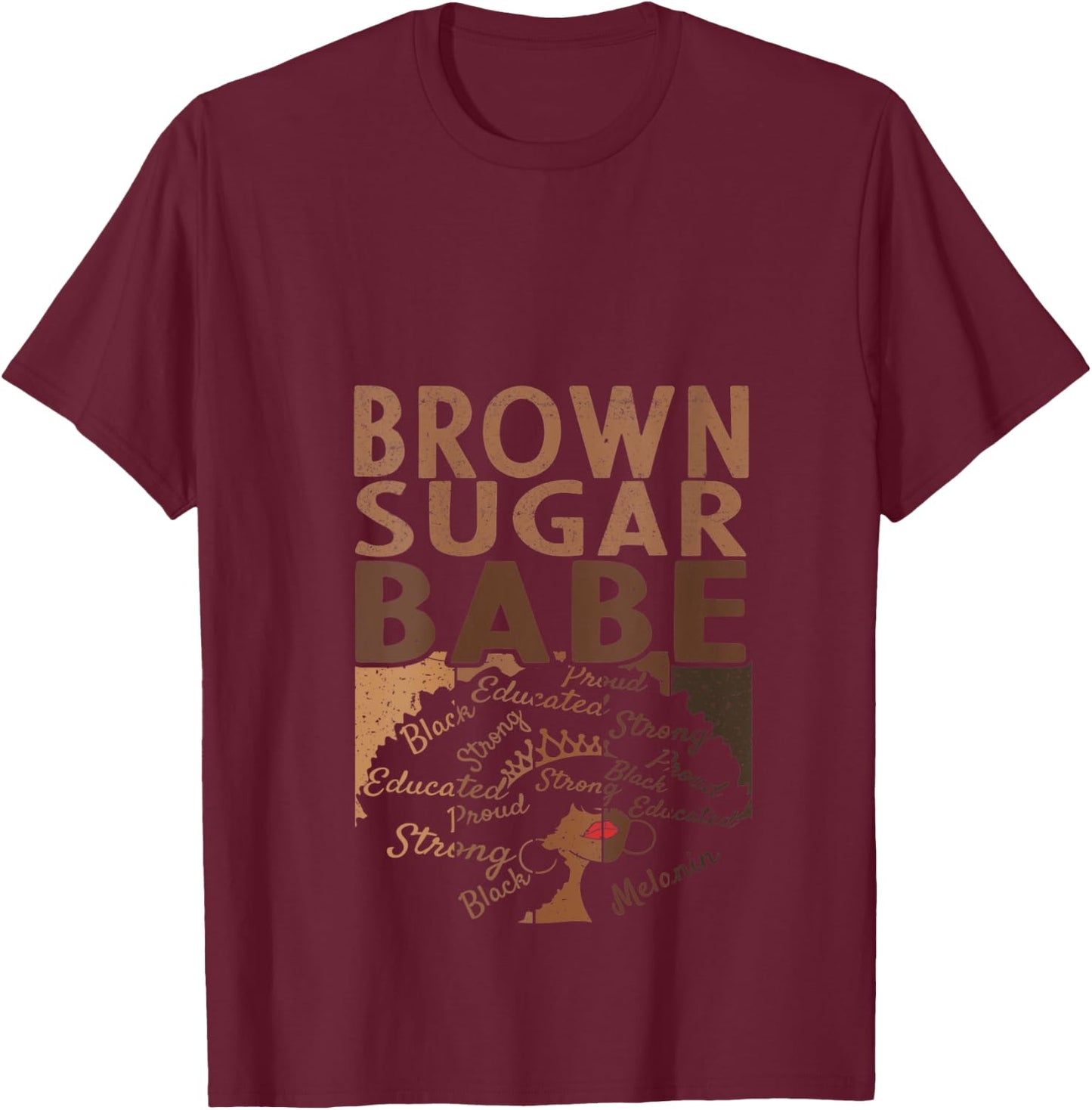 Brown Sugar Babe Black Pride Shirts Melanin V-Neck T-Shirt - T-Shirt | Maroon