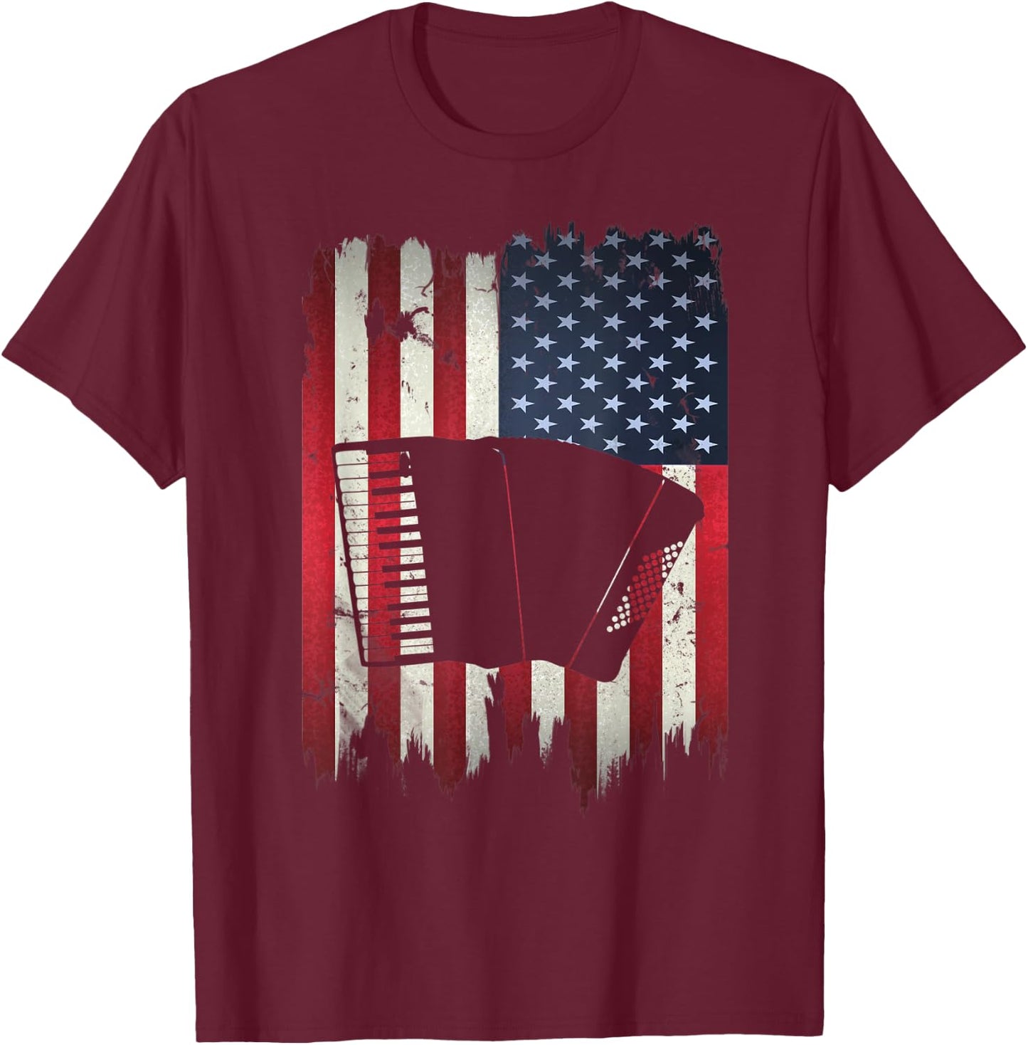 Accordion American Flag 4th of July Accordionist Patriotic Kids Men T-Shirt - T-Shirt | Maroon