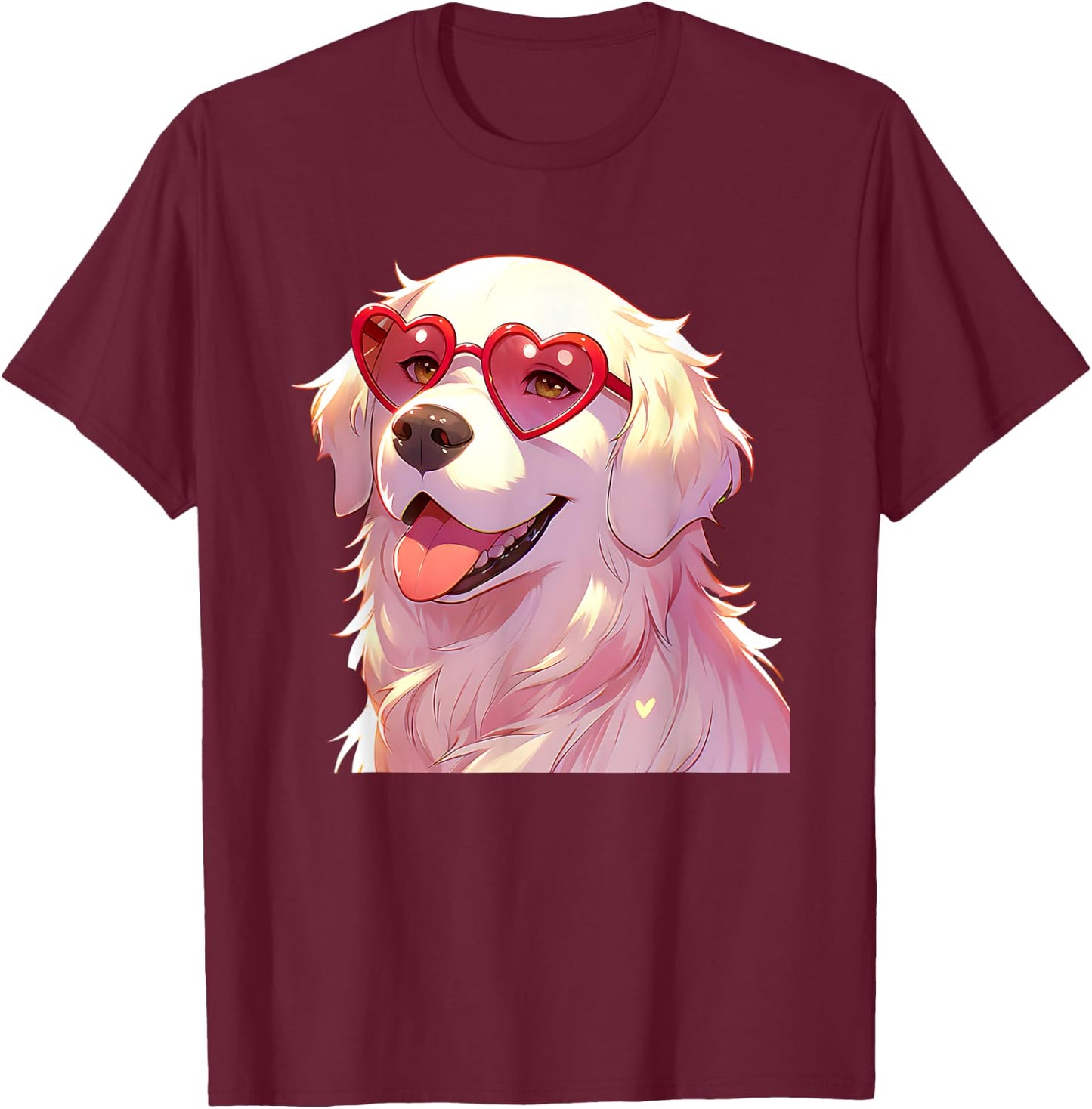 English Cream Golden Retriever Mom Gifts Heart Glasses Love T-Shirt - T-Shirt | Maroon