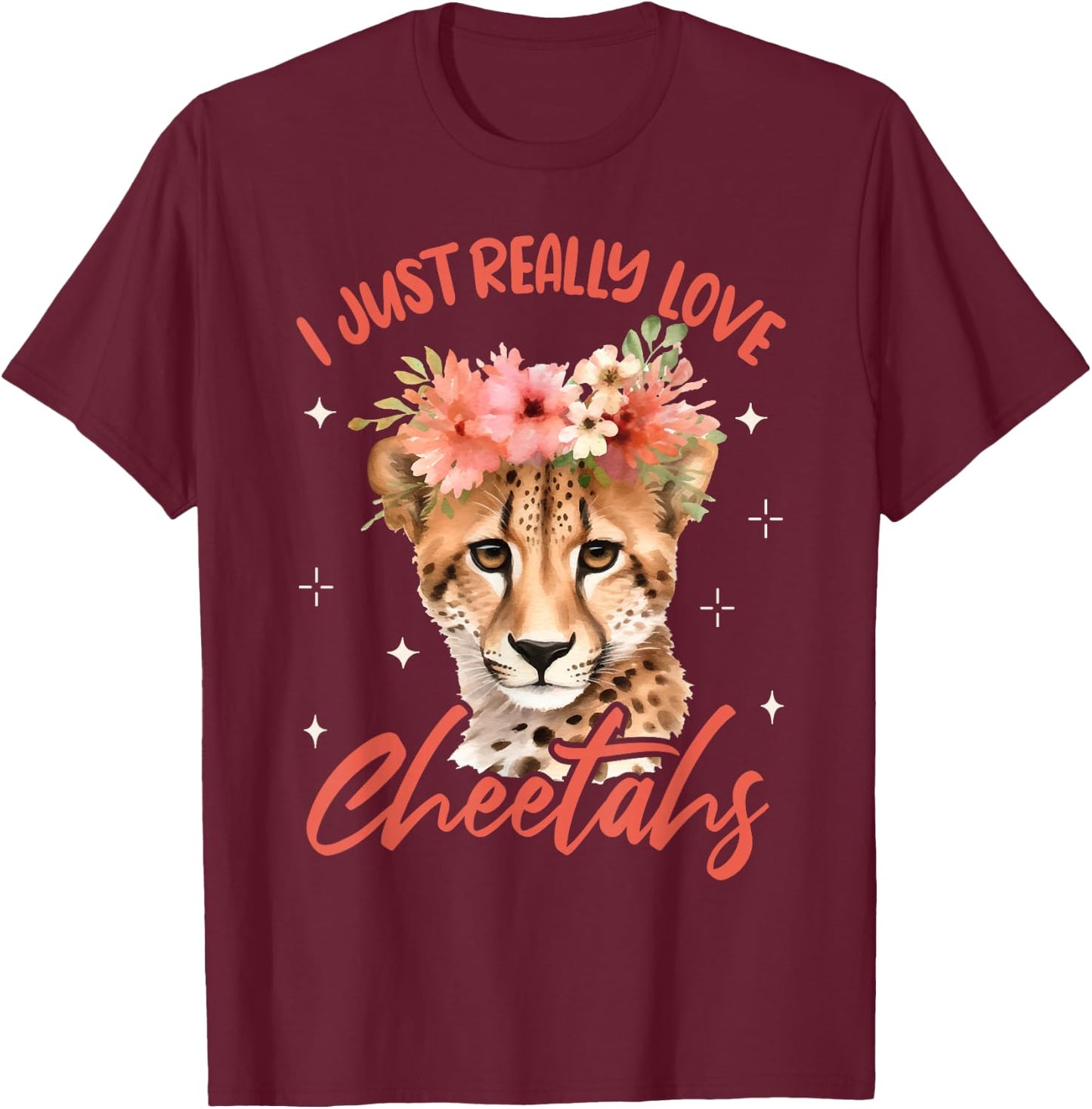 Wildlife Leopard Cheetah Women T-Shirt - T-Shirt | Maroon