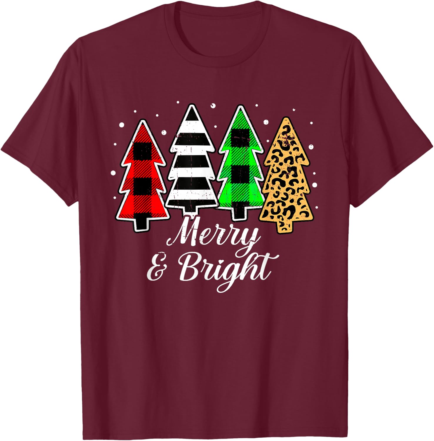Merry and bright christmas family pajamas matching men women T-Shirt - T-Shirt | Maroon