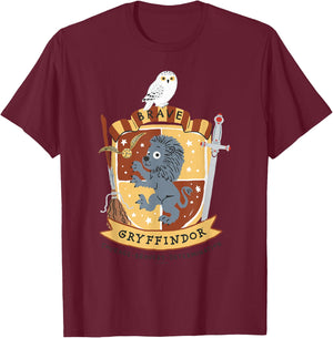 Harry Potter: Deathly Hallows 2 Brave Gryffindor Badge T-Shirt - T-Shirt | Maroon