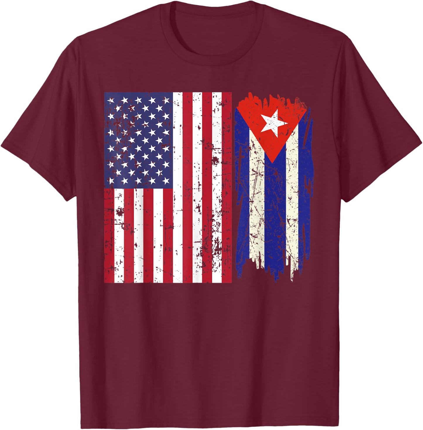 Vintage Proud Patriotic Cuba and Pride American Cuban Flag Kids Men T-Shirt - T-Shirt | Maroon