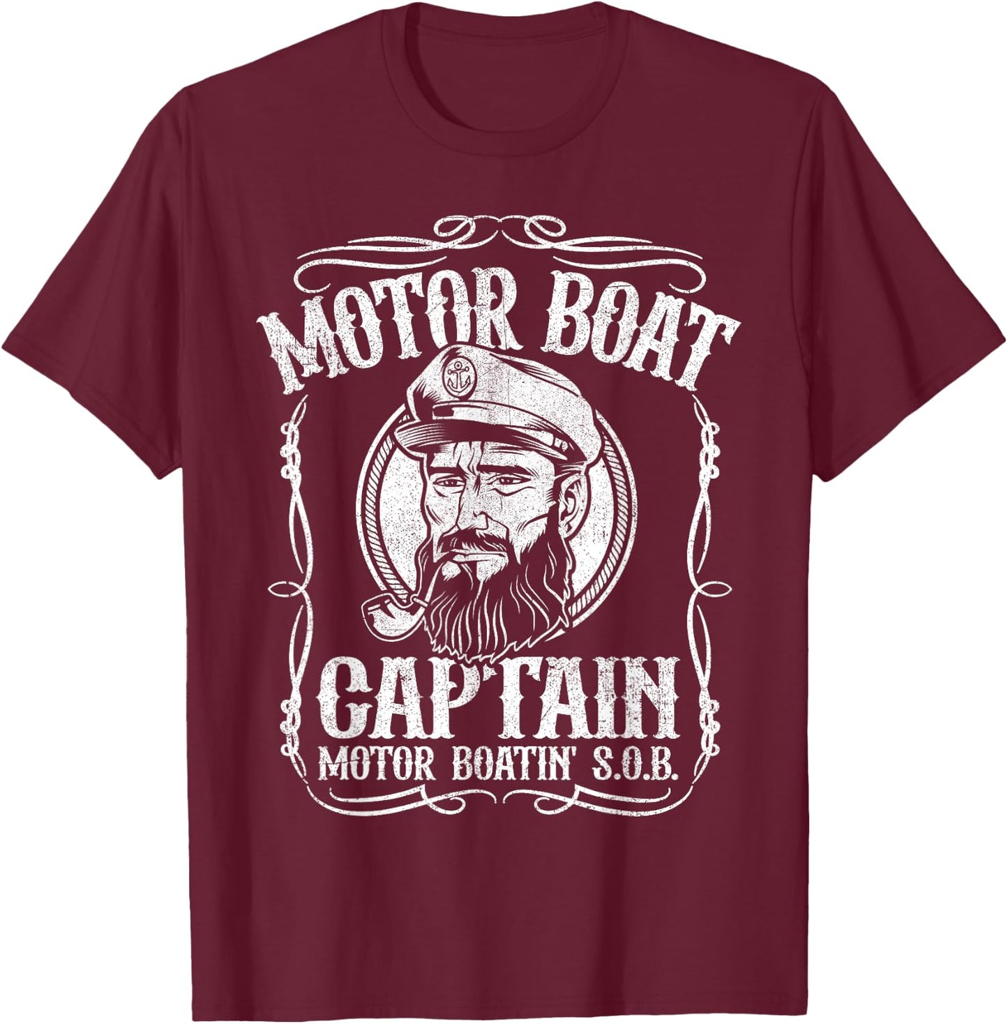 Motor Boat Captain Funny Pontoon Boating Motor Boatin Lake T-Shirt - T-Shirt | Maroon