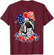 English Bulldog Dog American Flag Patriotic 4th Of July T-Shirt - T-Shirt | Maroon