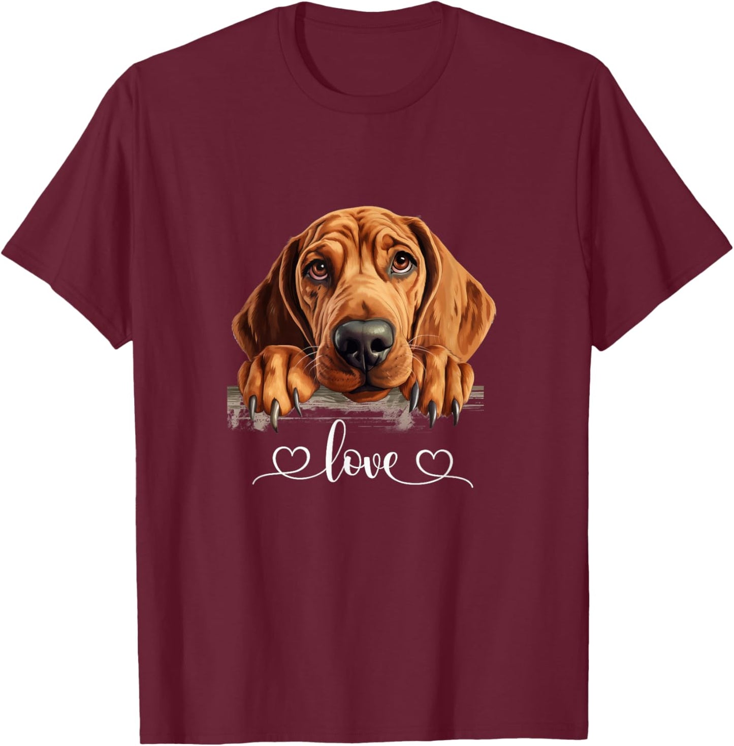 Cute Dog Graphic Love Puppy Redbone Coonhound Dog Women T-Shirt - T-Shirt | Maroon