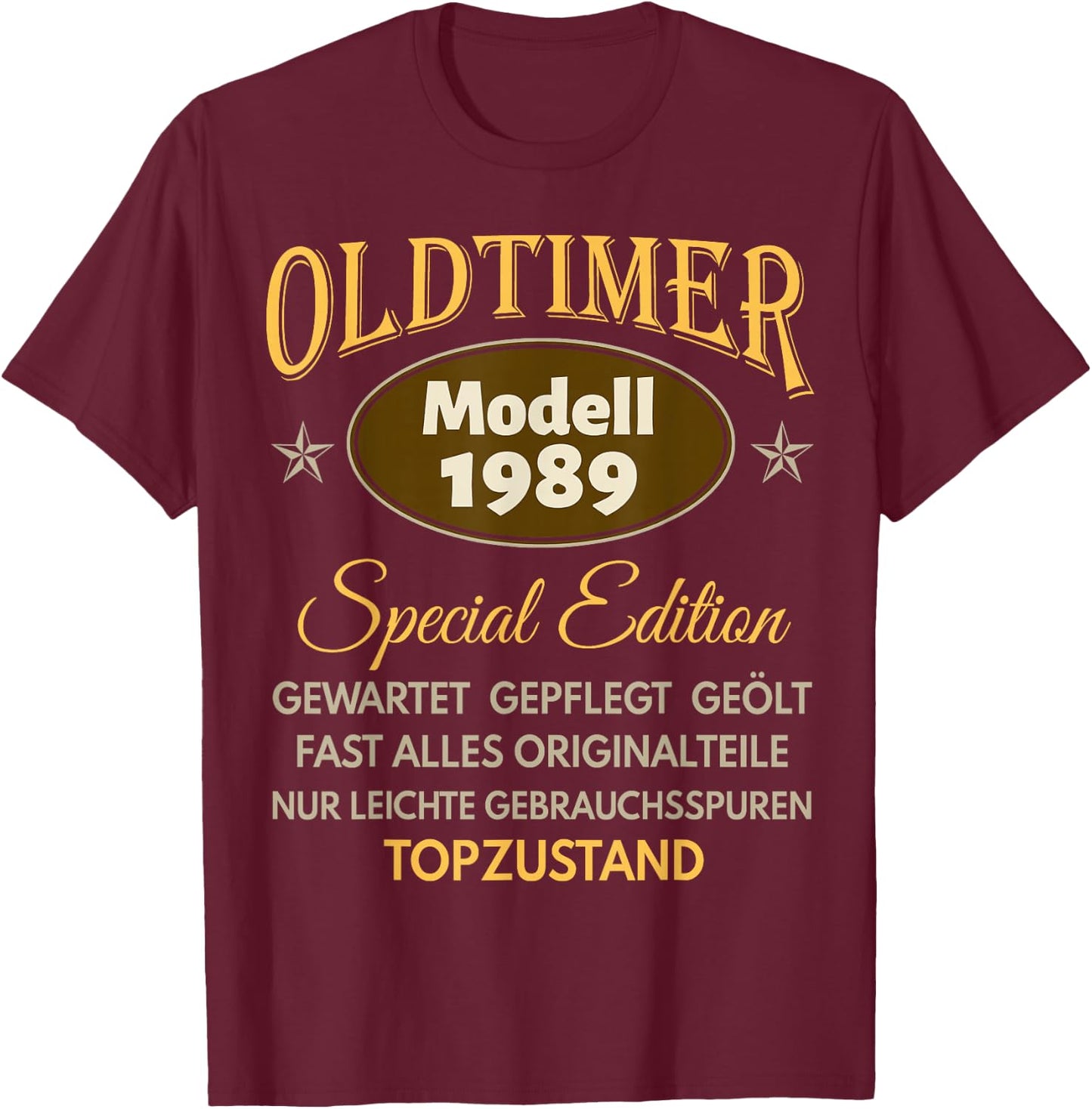 37. Geburtstag Mann Frau 37 Jahre 1989 Deko Geschenk Lustig T-Shirt - T-Shirt | Maroon