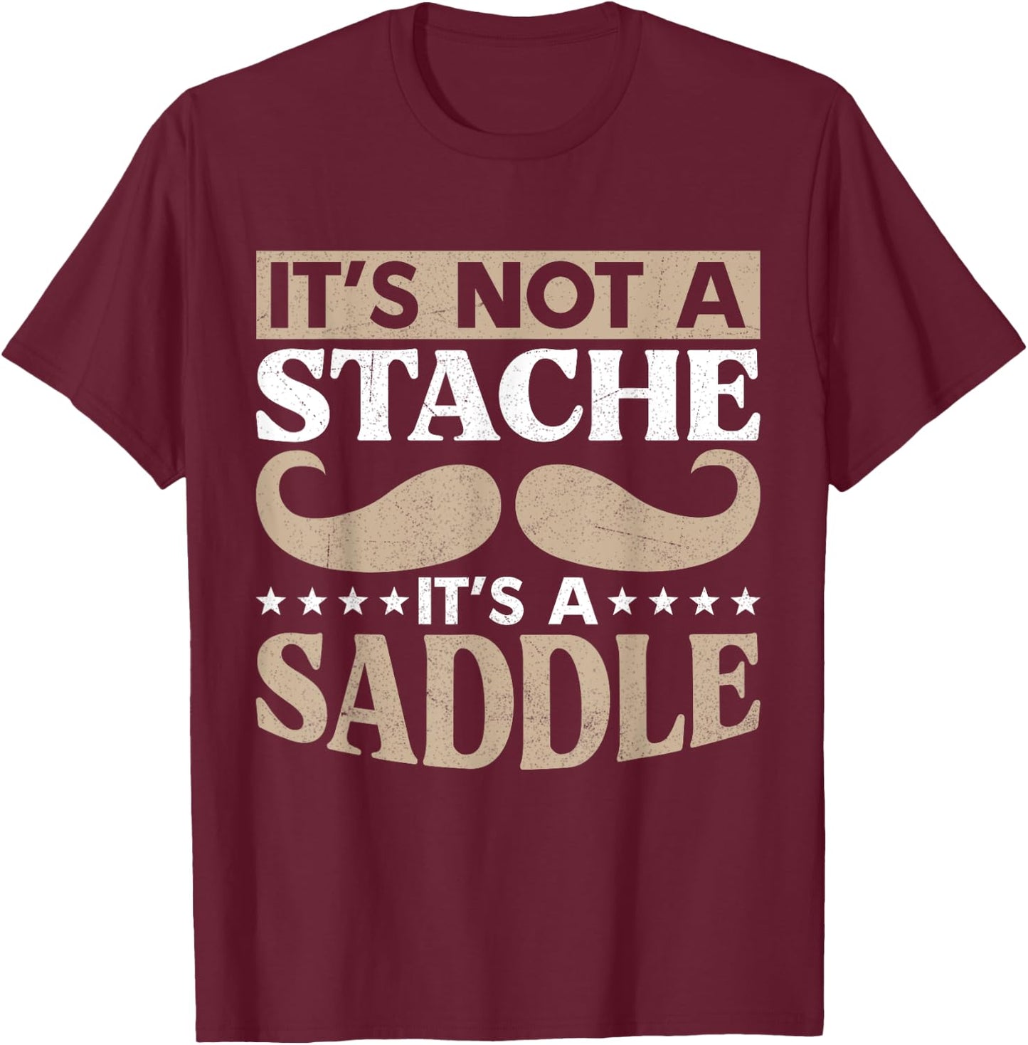 Stache Fathers Day Beard Mustache Funny T-Shirt - T-Shirt | Maroon