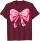 Dad Pink Bow Birthday Baby Shower Family Pink Ribbon T-Shirt - T-Shirt | Maroon