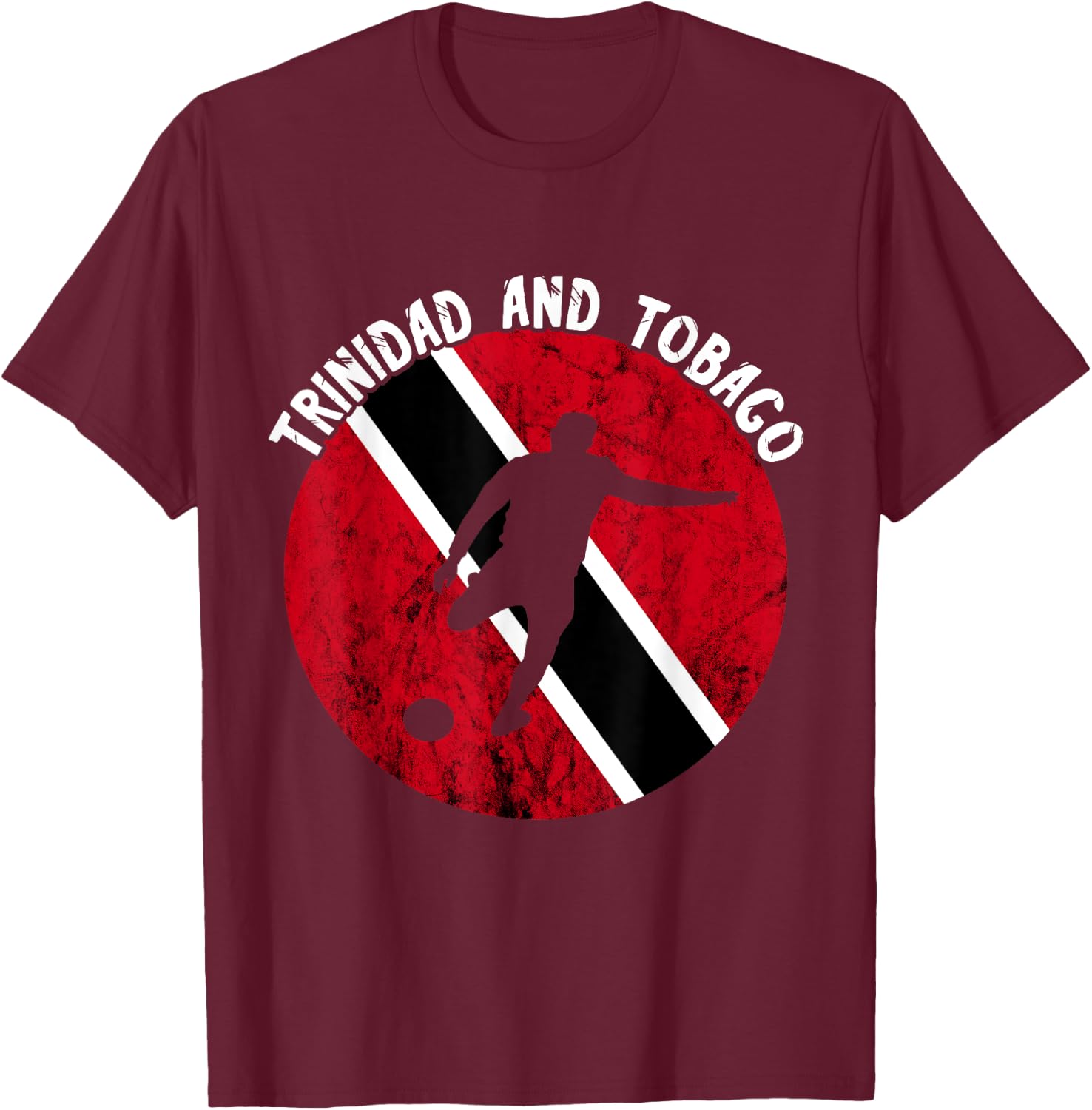 Trinidad And Tobago Soccer Player Vintage Trinidadian Flag T-Shirt - T-Shirt | Maroon