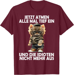 Now Breathe All Deep A Cat Funny Men Women Cats , black T-Shirt - T-Shirt | Maroon